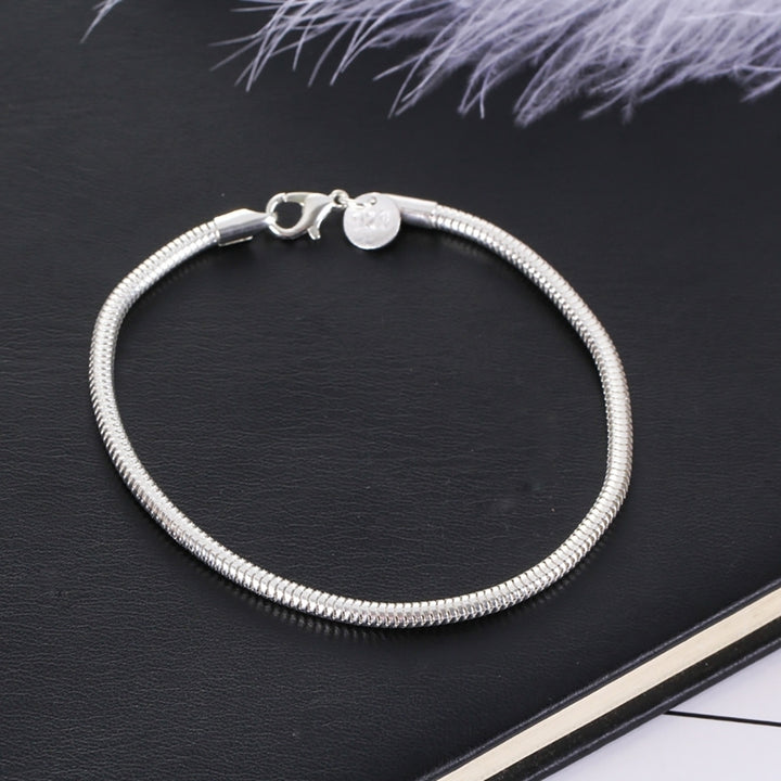 Concise Silver Plated Thick Unisex Bracelet Decor Couple Wrist Chain Charm Gift Image 11