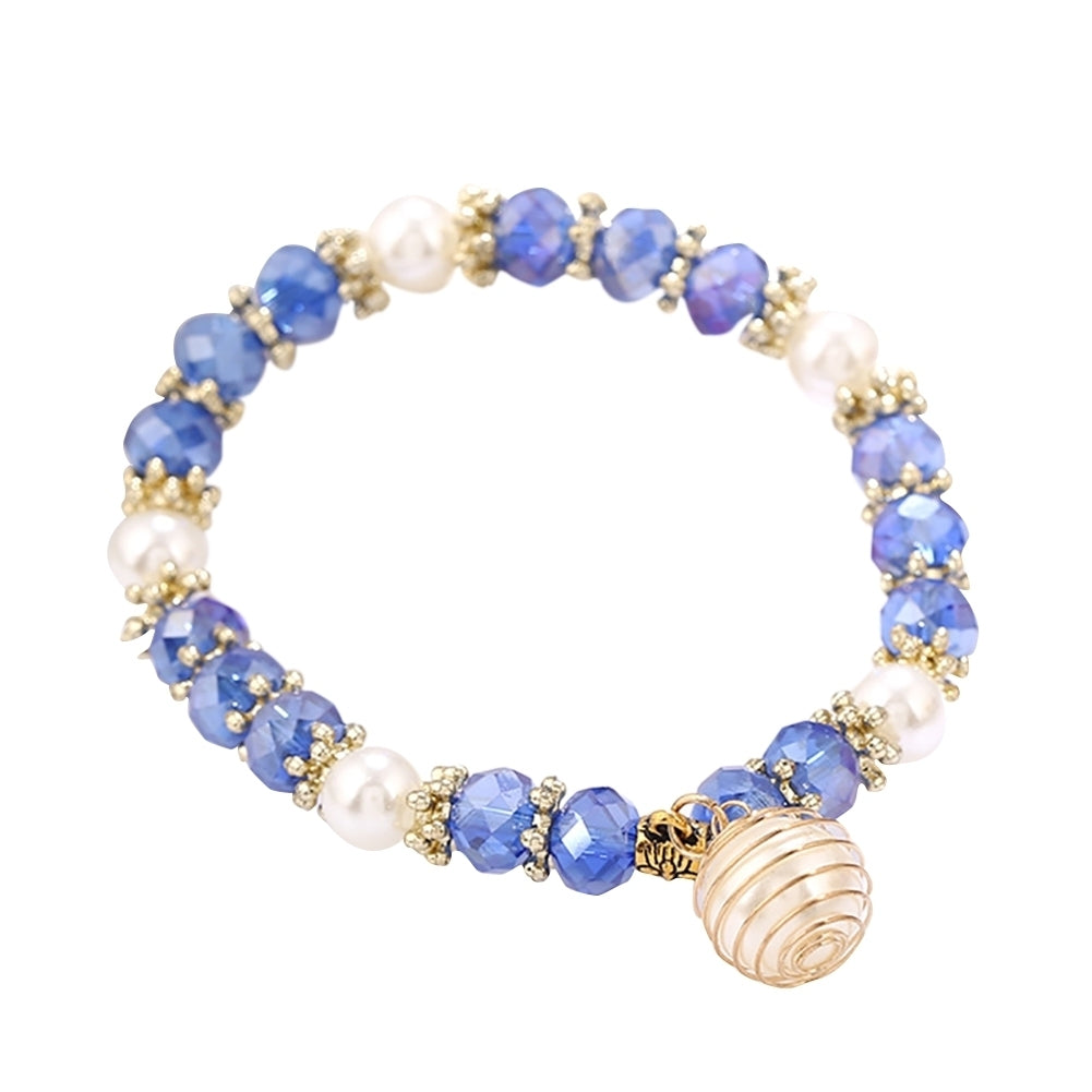 Women Beaded Bracelet Spiral Imitation Pearl Charm Pendant Elegant Jewelry Gift Image 3