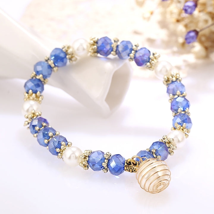 Women Beaded Bracelet Spiral Imitation Pearl Charm Pendant Elegant Jewelry Gift Image 12