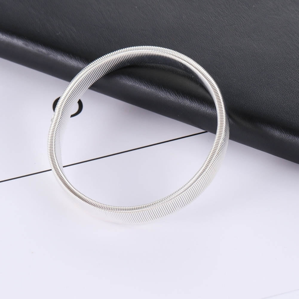 Simple Men Spring Cuff Bartender Bangle Elastic Wristband Ring Metal Bracelet Image 6