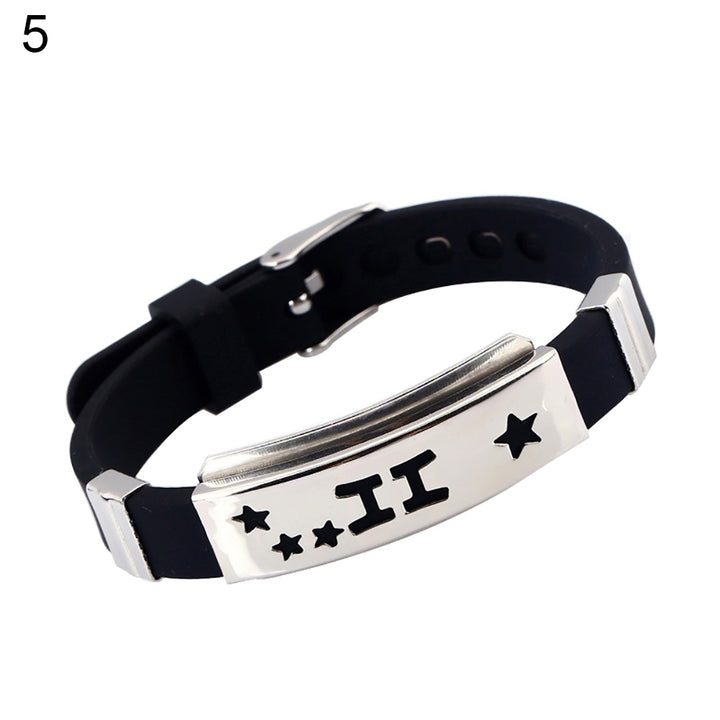 Mens Horoscope Stainless Steel Silicone Wristband Bangle Clasp Cuff Bracelet Image 4