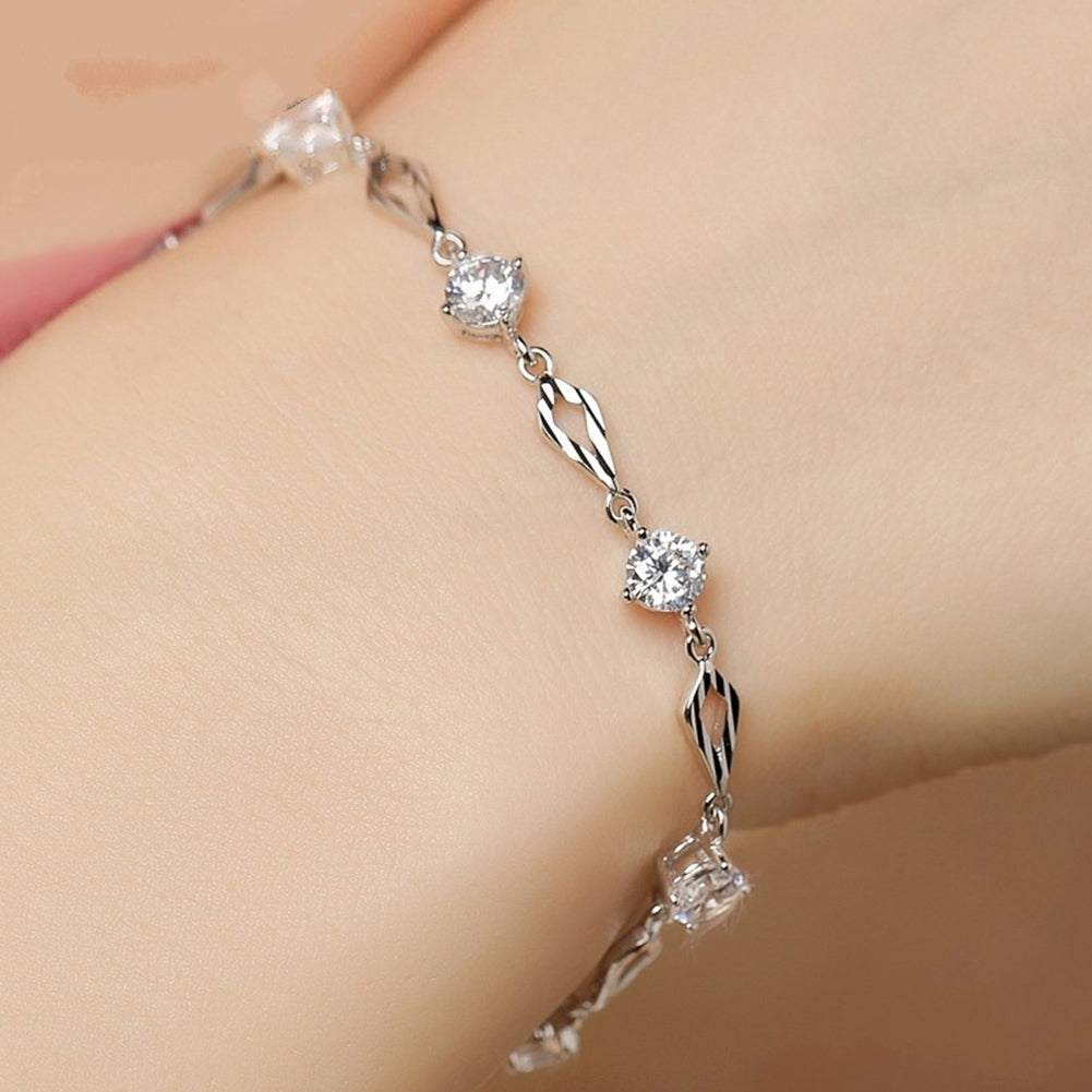 Women Fashion Shiny Rhinestone Bracelet Bangle Statement Jewelry Party Gift Image 4