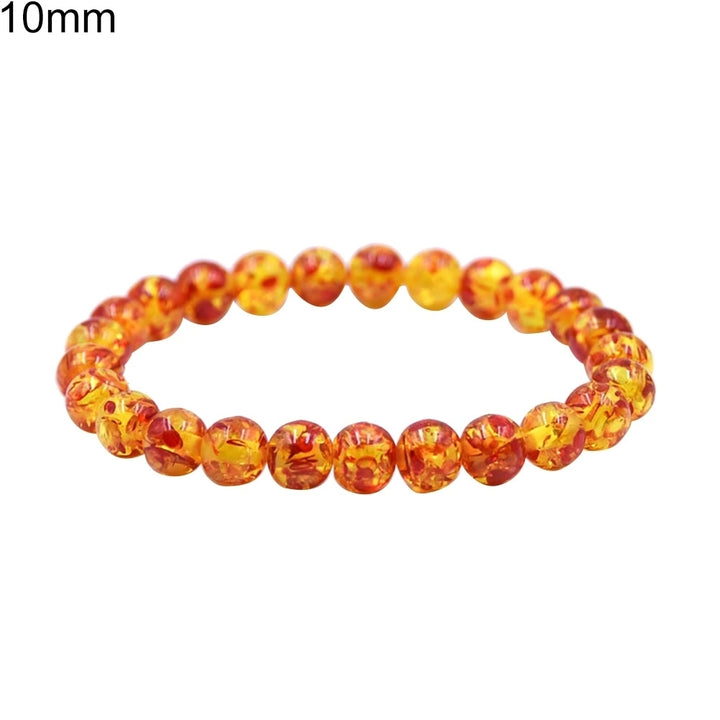 8mm/10mm Artificial Amber Stone Round Beaded Bracelet Men Women Stretch Bangle Image 4