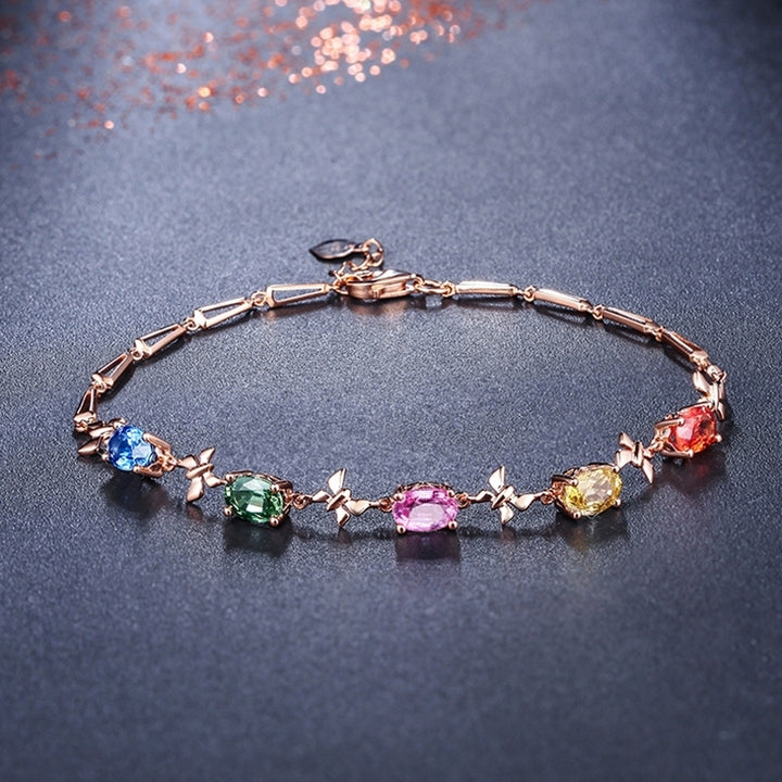 Elegant Multicolor Oval Rhinestone Butterfly Women Bracelet Party Jewelry Gift Image 1