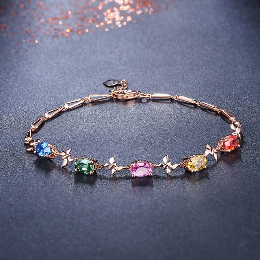 Elegant Multicolor Oval Rhinestone Butterfly Women Bracelet Party Jewelry Gift Image 1