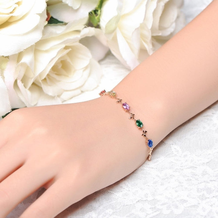 Elegant Multicolor Oval Rhinestone Butterfly Women Bracelet Party Jewelry Gift Image 4