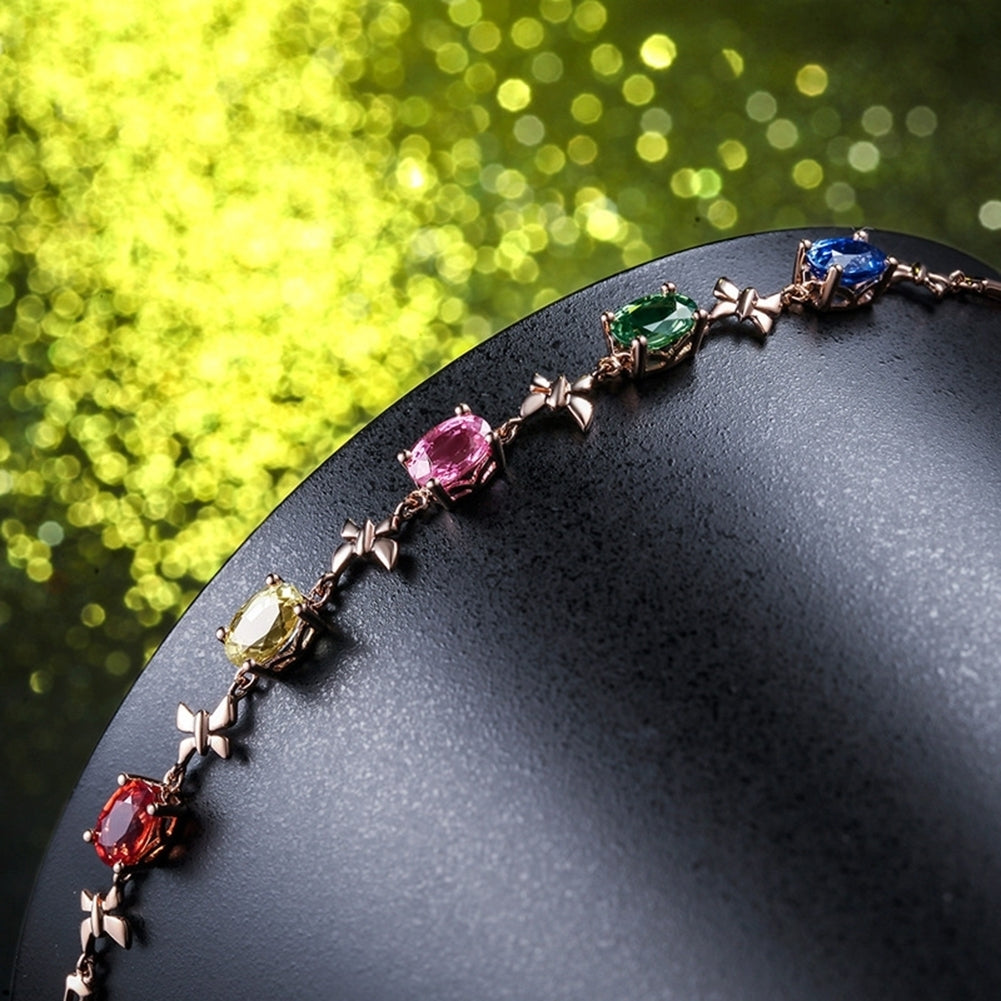 Elegant Multicolor Oval Rhinestone Butterfly Women Bracelet Party Jewelry Gift Image 6