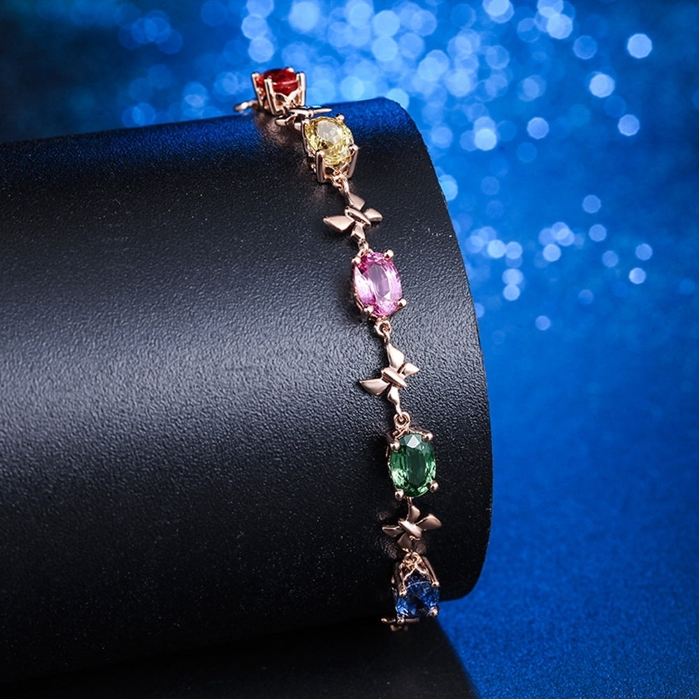 Elegant Multicolor Oval Rhinestone Butterfly Women Bracelet Party Jewelry Gift Image 7