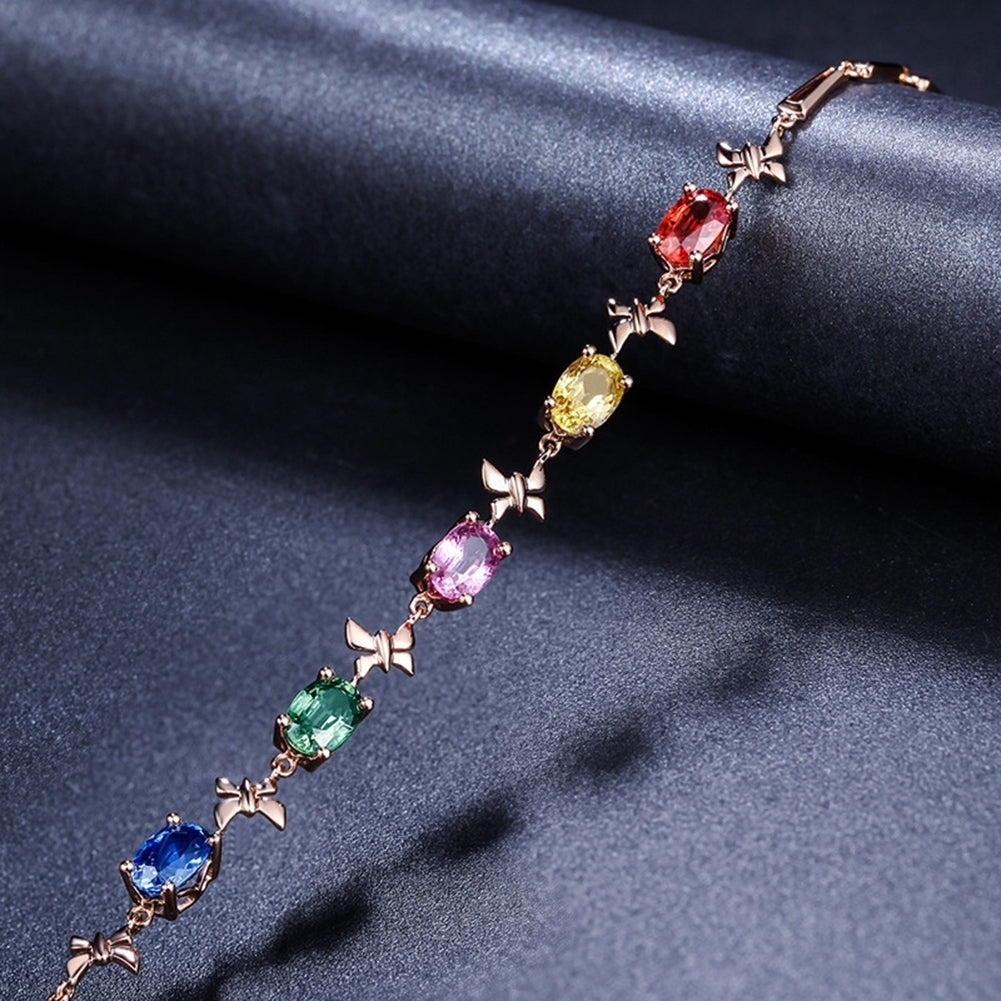 Elegant Multicolor Oval Rhinestone Butterfly Women Bracelet Party Jewelry Gift Image 8