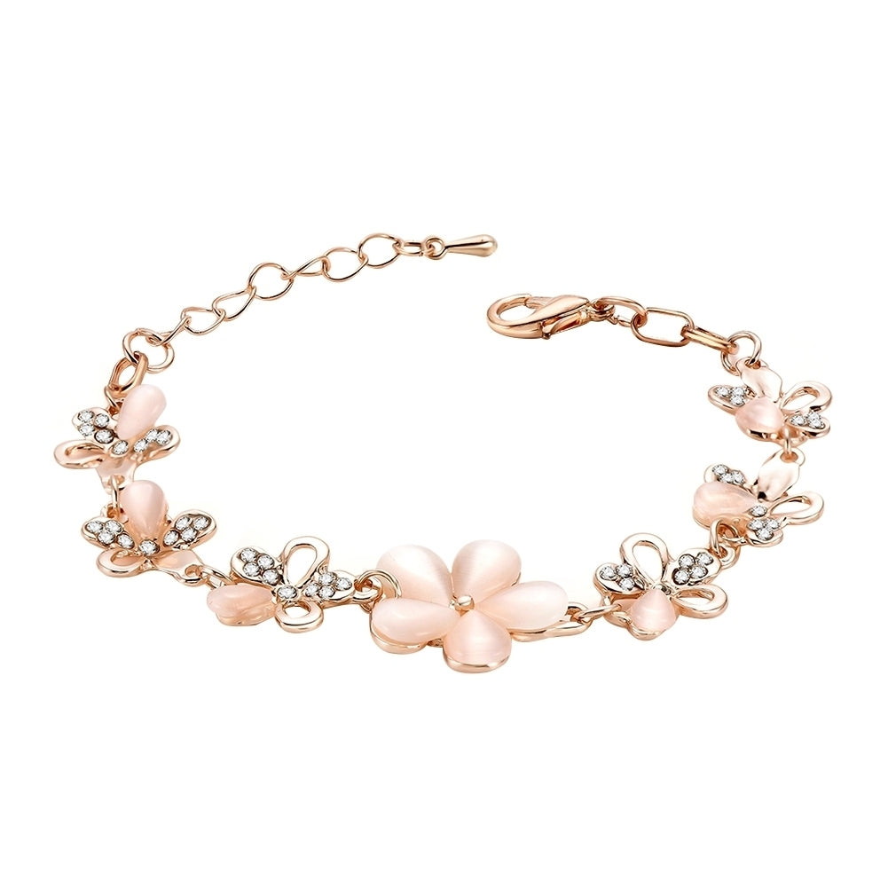 Fashion Flower Chain Rhinestone Wrist Decor Women Jewelry Bracelet Bangle Image 1