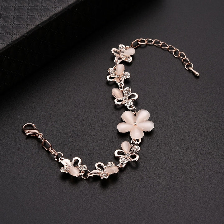 Fashion Flower Chain Rhinestone Wrist Decor Women Jewelry Bracelet Bangle Image 3