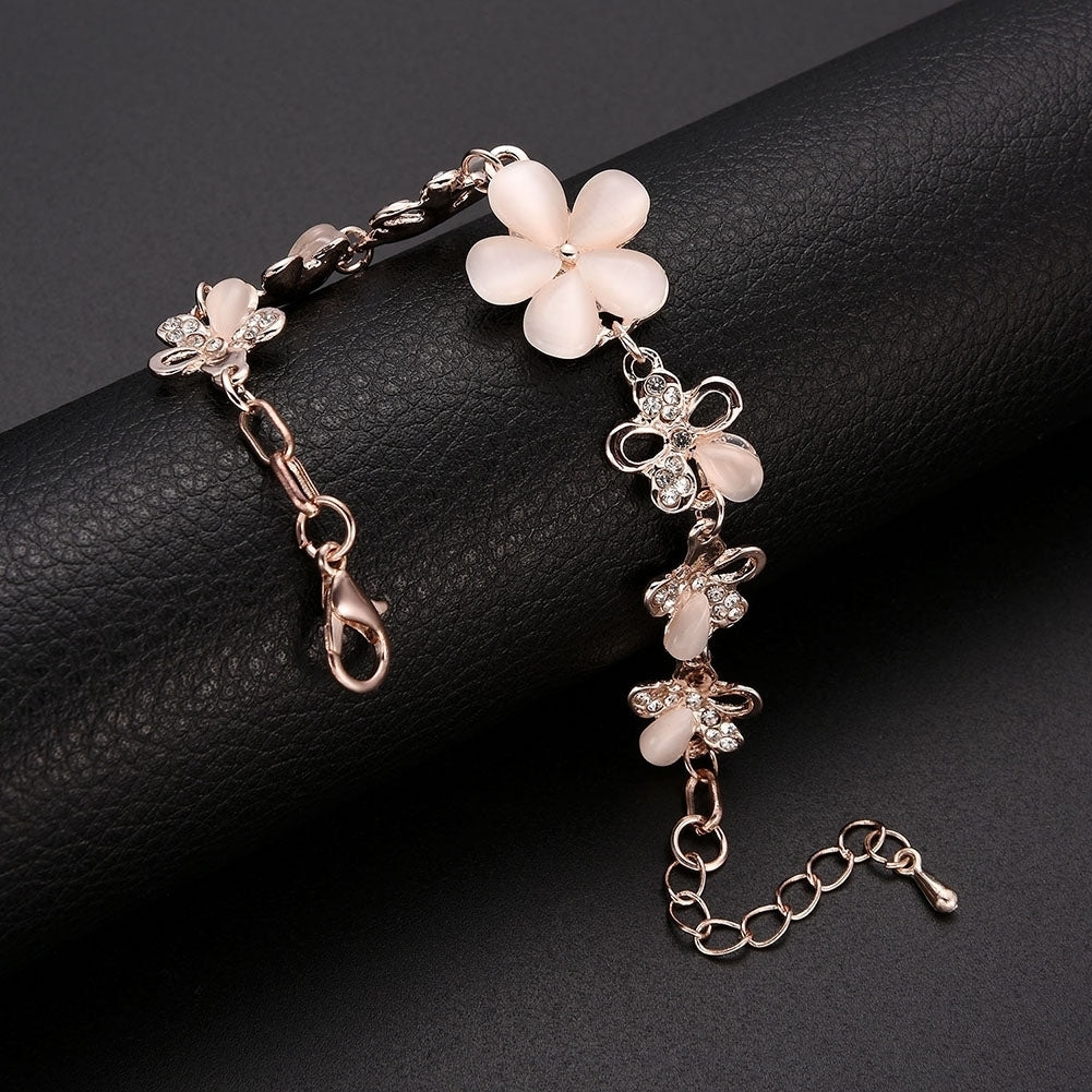 Fashion Flower Chain Rhinestone Wrist Decor Women Jewelry Bracelet Bangle Image 4