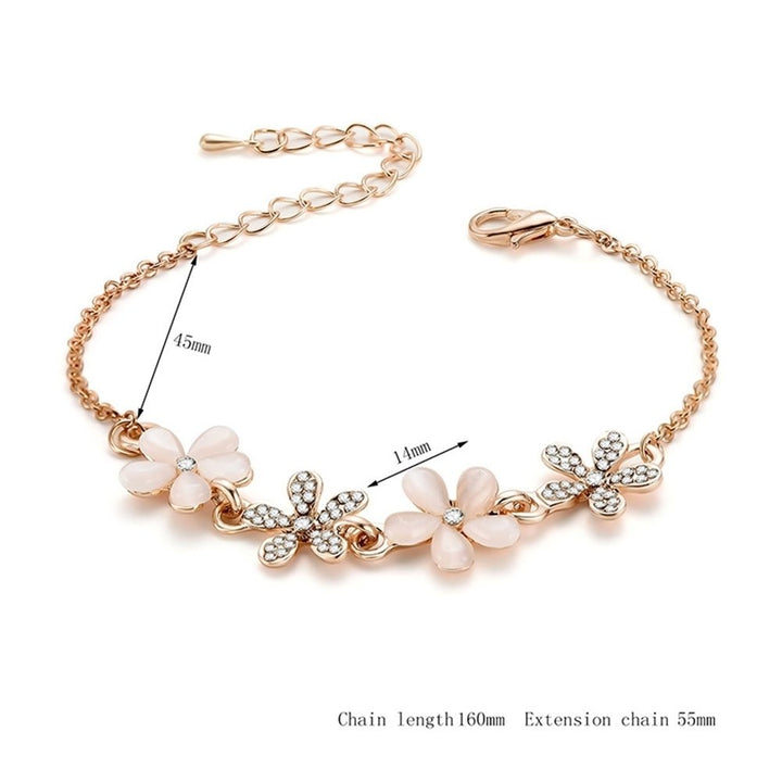 Women Trendy Rhinestone Flower Floral Jewelry Adjustable Pendant Lock Bracelet Image 4