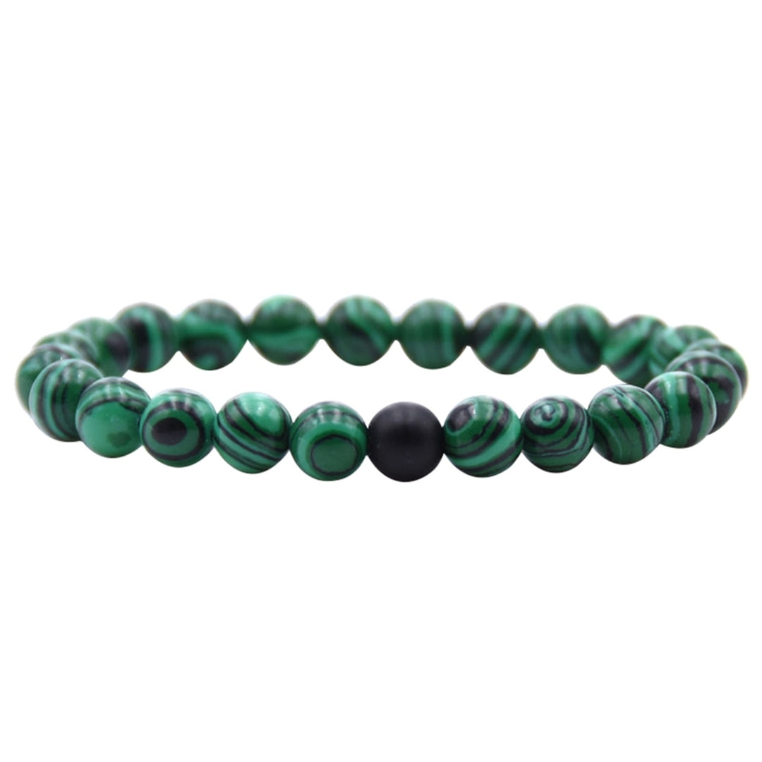 1/2Pcs Unisex Fashion Faux Malachite Artificial Pumice Stone 8mm Diameter Elastic Couple Bead Bracelet for Banquet Party Image 3