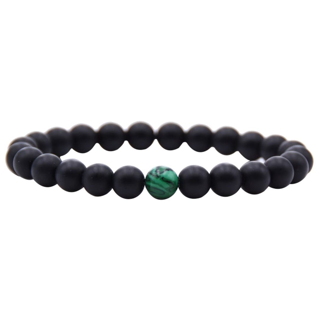 1/2Pcs Unisex Fashion Faux Malachite Artificial Pumice Stone 8mm Diameter Elastic Couple Bead Bracelet for Banquet Party Image 4