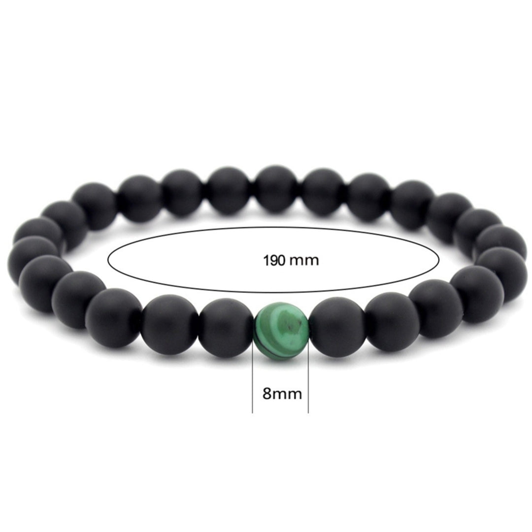 1/2Pcs Unisex Fashion Faux Malachite Artificial Pumice Stone 8mm Diameter Elastic Couple Bead Bracelet for Banquet Party Image 8