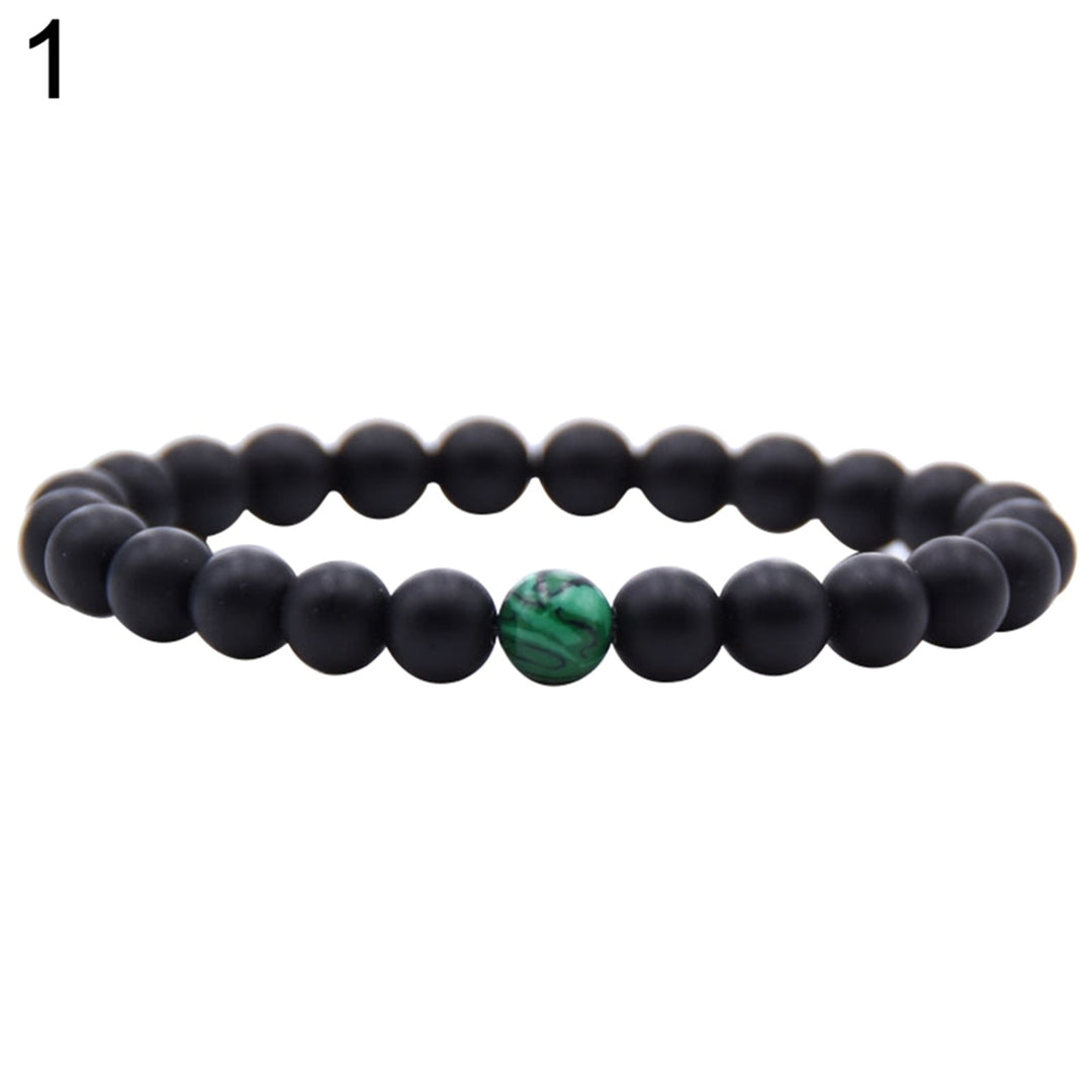 1/2Pcs Unisex Fashion Faux Malachite Artificial Pumice Stone 8mm Diameter Elastic Couple Bead Bracelet for Banquet Party Image 12