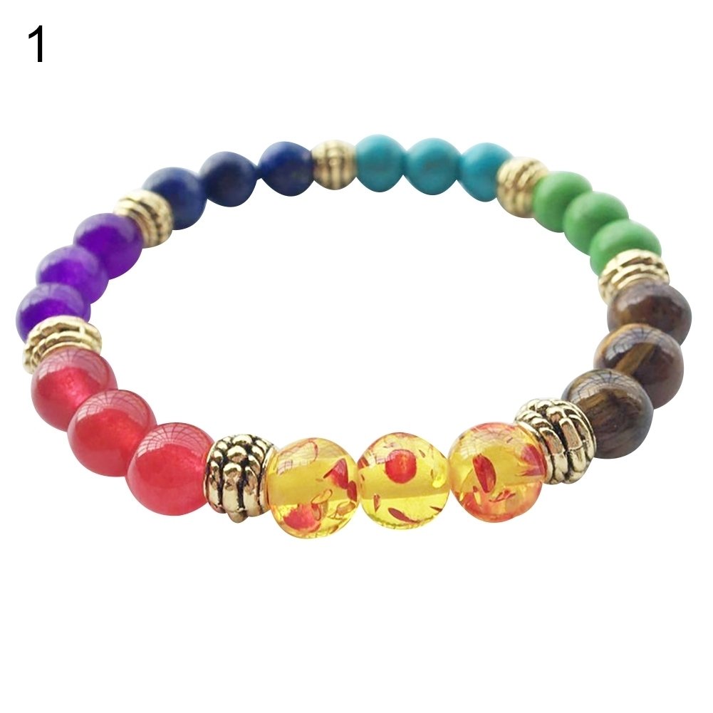 1Pc Women Men Artificial Turquoise Beaded Strand Bracelet Bangle Wrist Jewelry Image 3