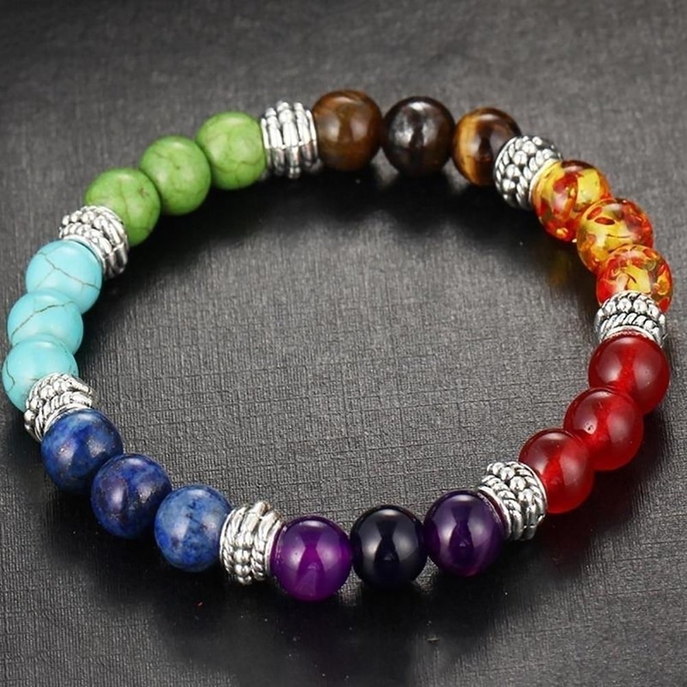 1Pc Women Men Artificial Turquoise Beaded Strand Bracelet Bangle Wrist Jewelry Image 4