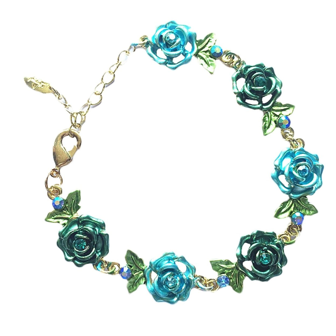 Bracelet Flower Design Beautiful Jewelry Rhinestone Inlaid Bangle Hand Chain for Party Image 1