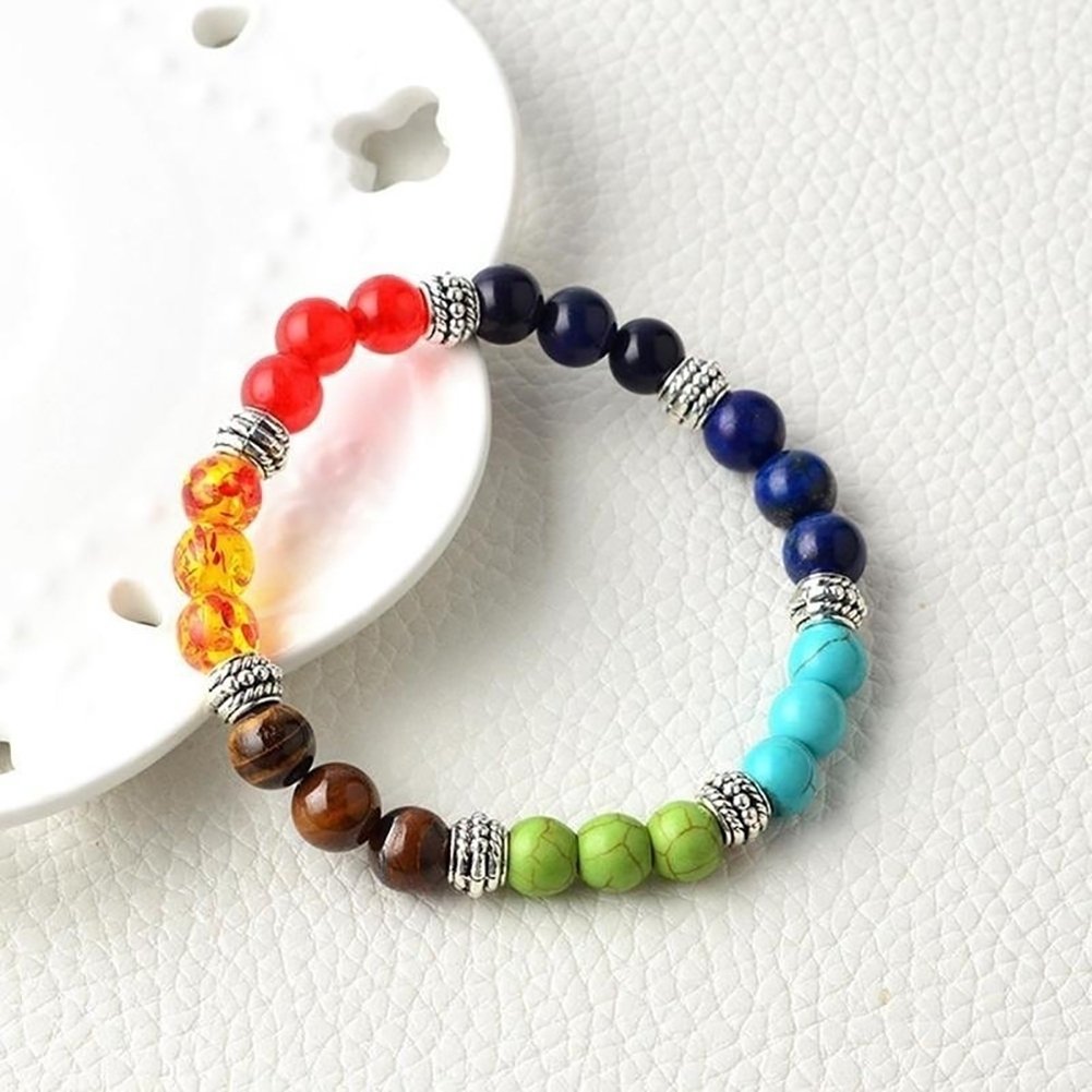 1Pc Women Men Artificial Turquoise Beaded Strand Bracelet Bangle Wrist Jewelry Image 9