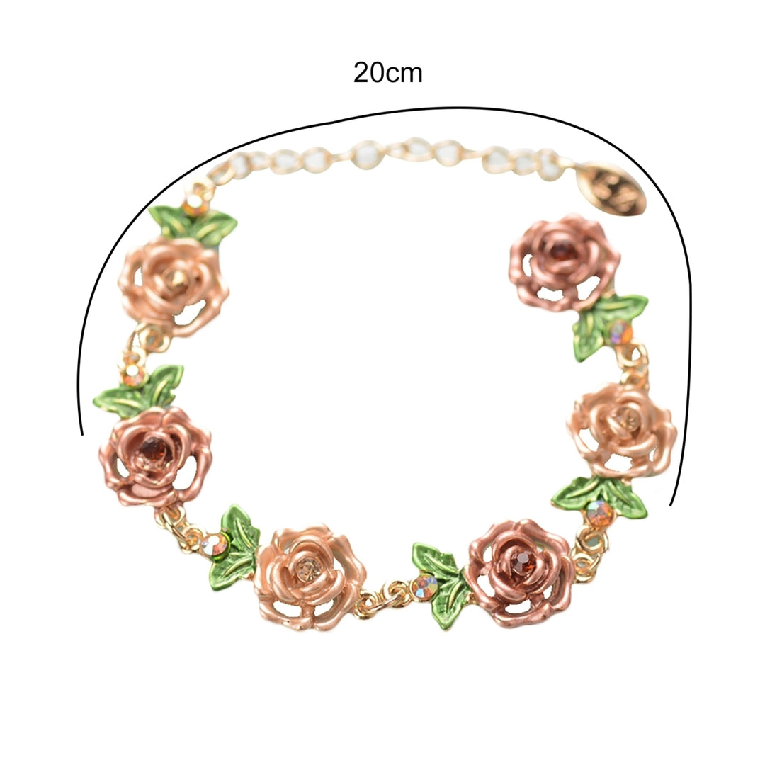 Bracelet Flower Design Beautiful Jewelry Rhinestone Inlaid Bangle Hand Chain for Party Image 9