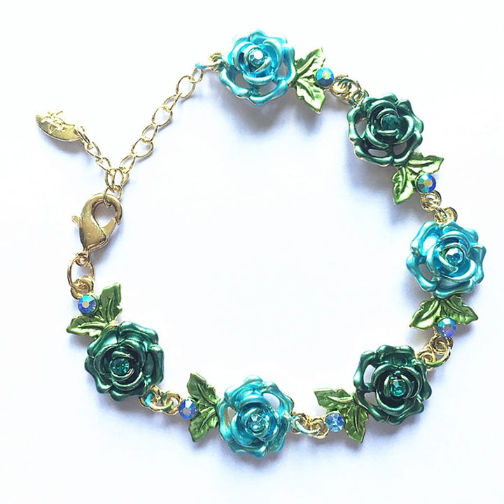 Bracelet Flower Design Beautiful Jewelry Rhinestone Inlaid Bangle Hand Chain for Party Image 11