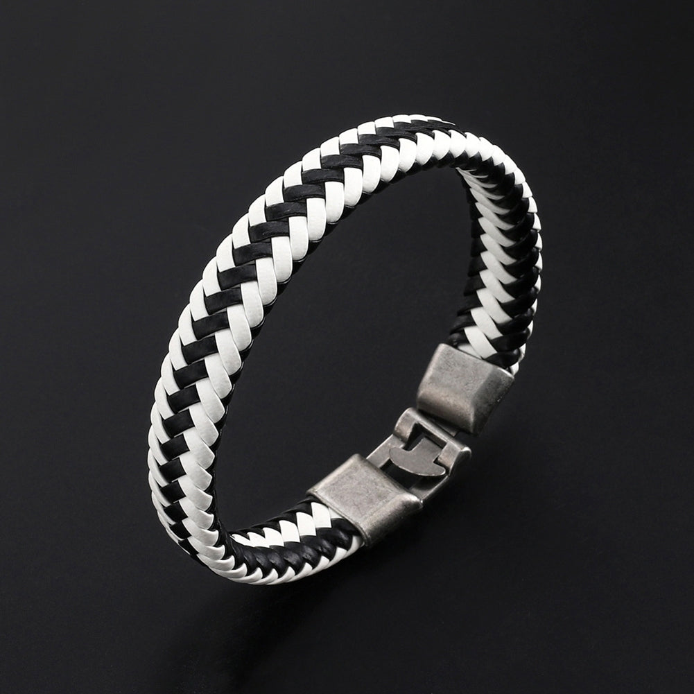 Men Women Faux Leather Braided Bracelet Buckle Bangle Jewelry Wristband Gift Image 3