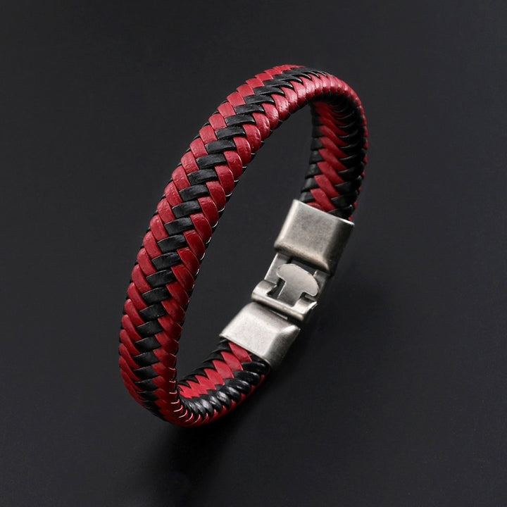 Men Women Faux Leather Braided Bracelet Buckle Bangle Jewelry Wristband Gift Image 4