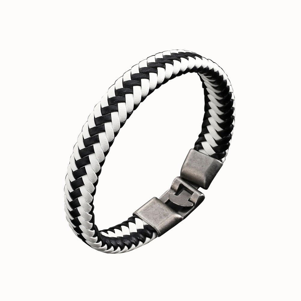 Men Women Faux Leather Braided Bracelet Buckle Bangle Jewelry Wristband Gift Image 6