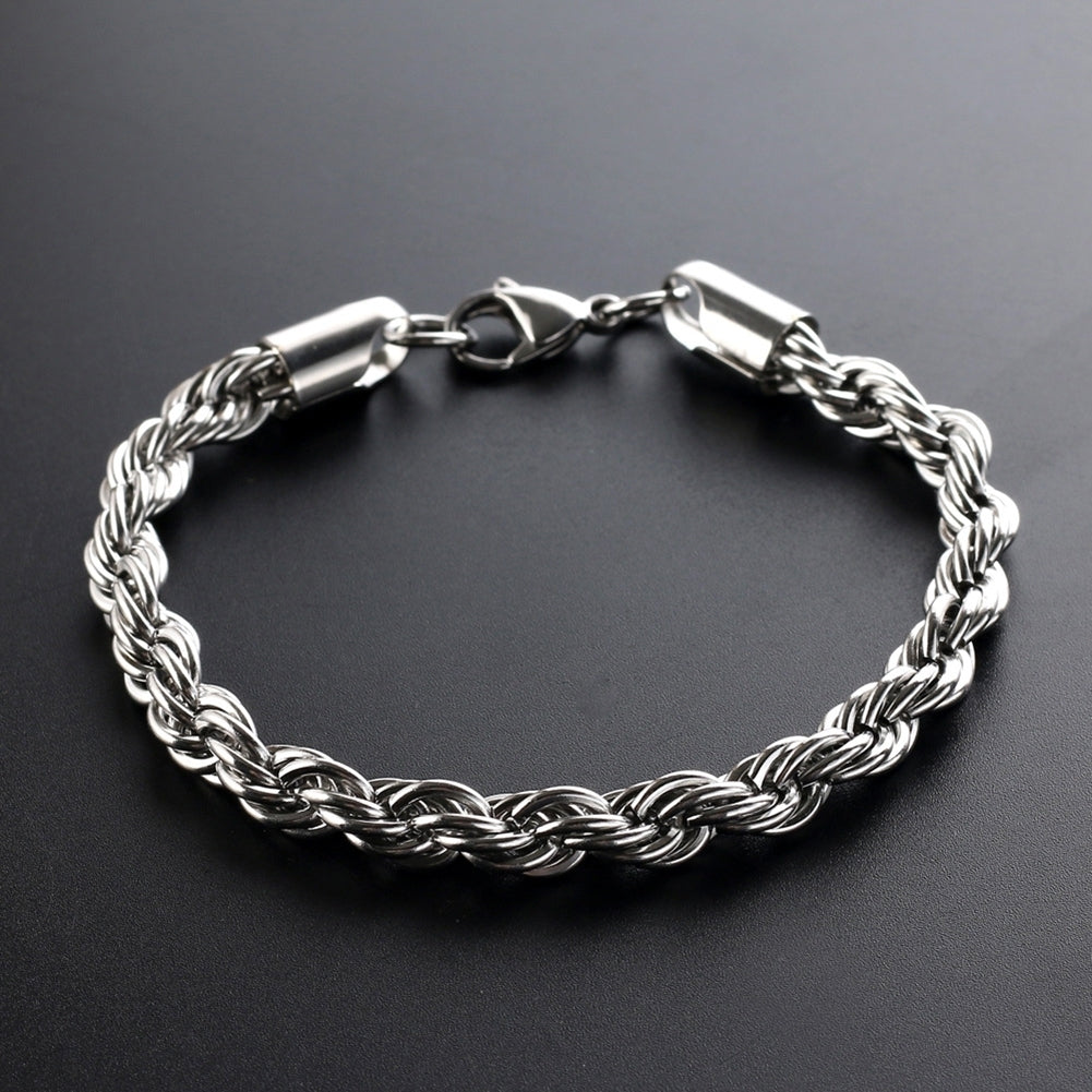 Fashion Men Stainless Steel Spiral Twisted Chain Bracelet Bangle Jewelry Decor Image 2