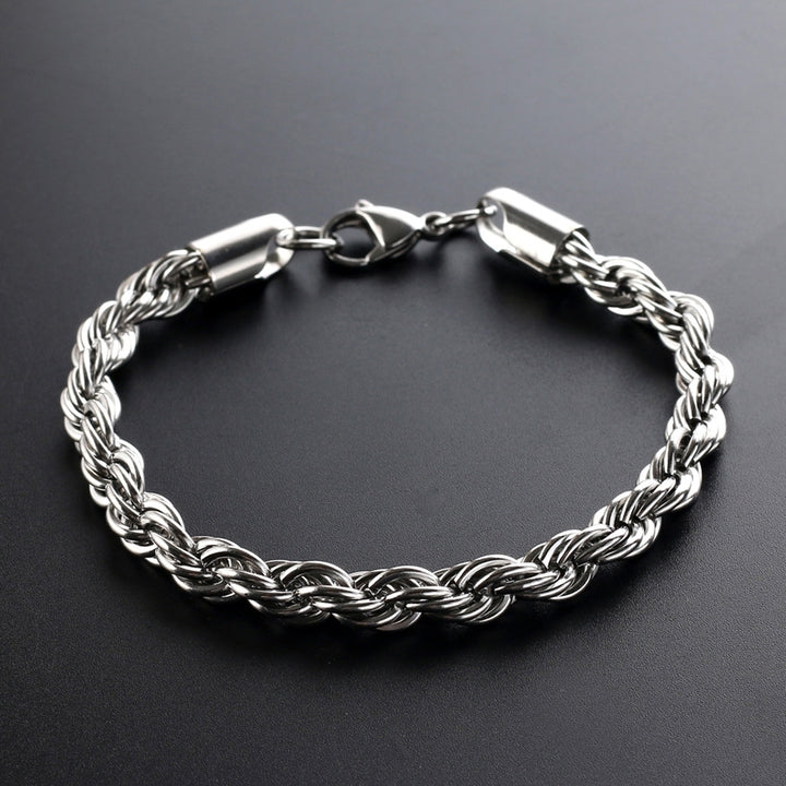 Fashion Men Stainless Steel Spiral Twisted Chain Bracelet Bangle Jewelry Decor Image 2