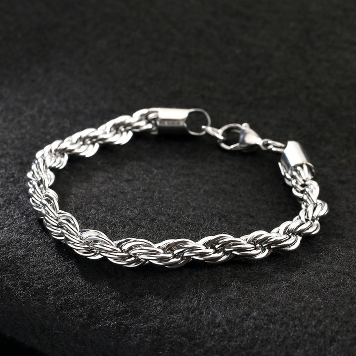 Fashion Men Stainless Steel Spiral Twisted Chain Bracelet Bangle Jewelry Decor Image 3