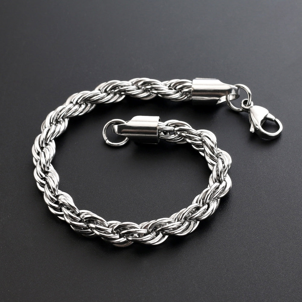 Fashion Men Stainless Steel Spiral Twisted Chain Bracelet Bangle Jewelry Decor Image 4