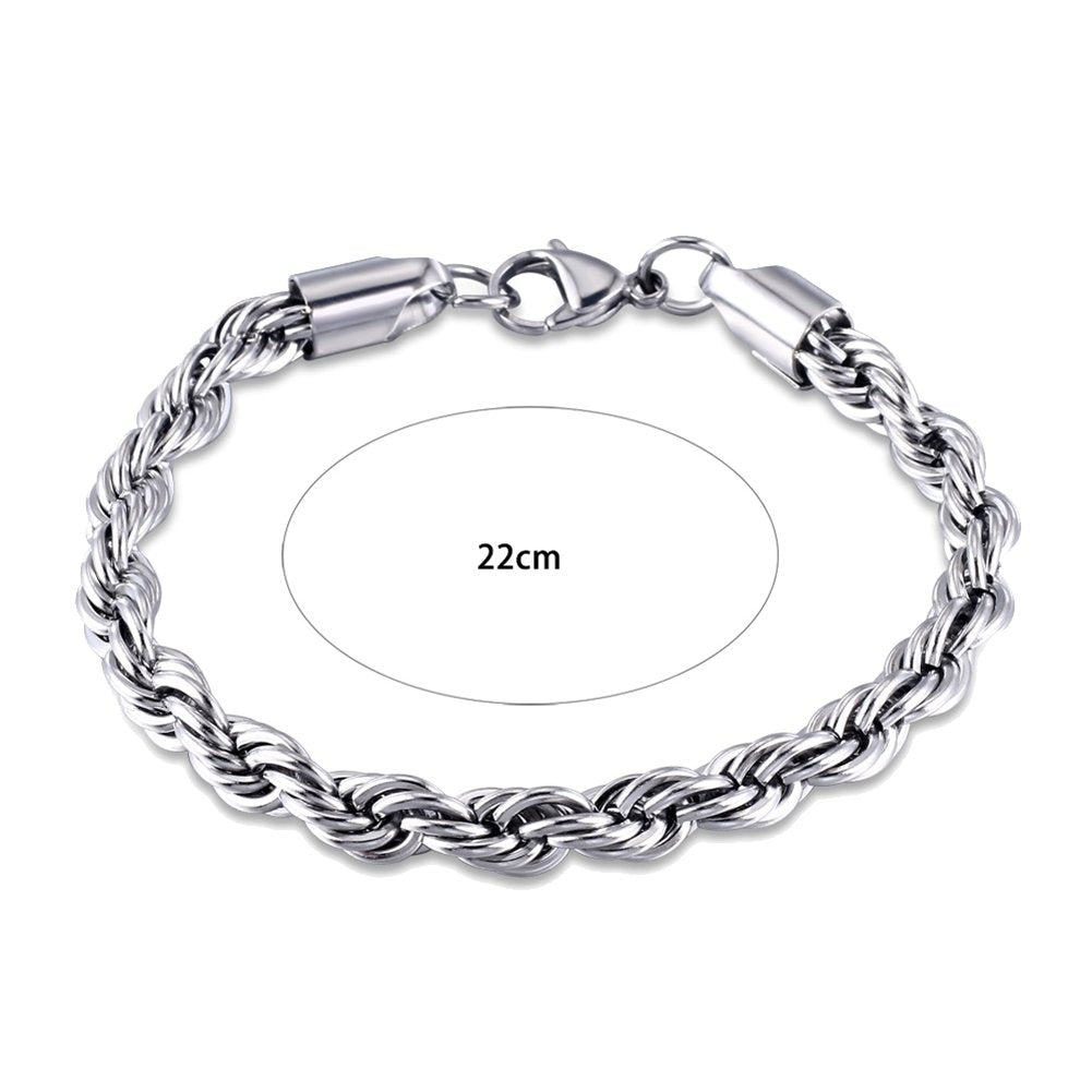 Fashion Men Stainless Steel Spiral Twisted Chain Bracelet Bangle Jewelry Decor Image 4