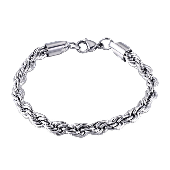 Fashion Men Stainless Steel Spiral Twisted Chain Bracelet Bangle Jewelry Decor Image 6