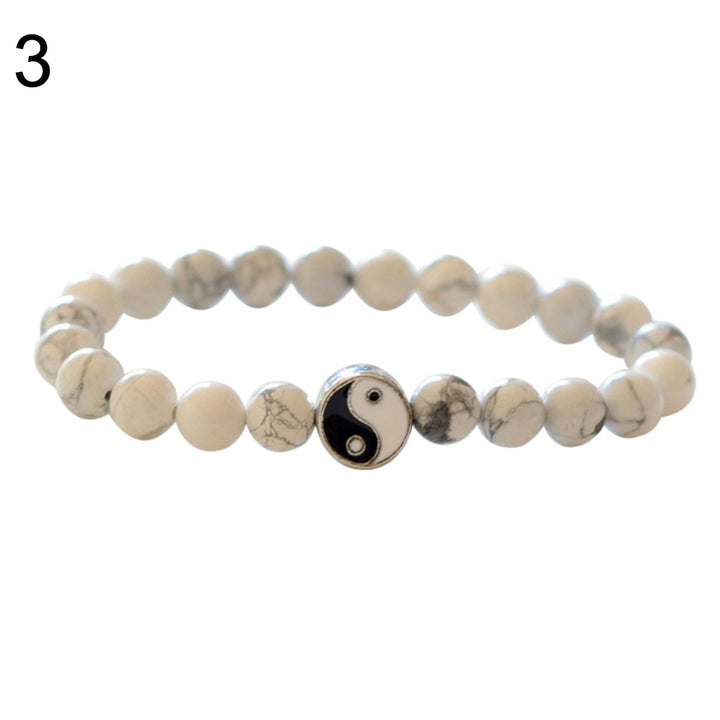 Fashion Classic Round Yin Yang Beads Unisex Bracelet Lovers Couple Jewelry Gift Image 3