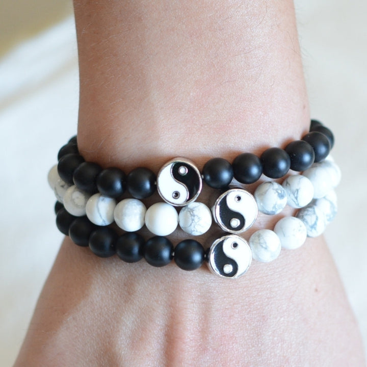 Fashion Classic Round Yin Yang Beads Unisex Bracelet Lovers Couple Jewelry Gift Image 4