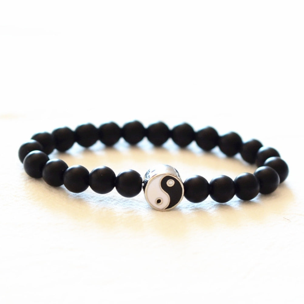 Fashion Classic Round Yin Yang Beads Unisex Bracelet Lovers Couple Jewelry Gift Image 7