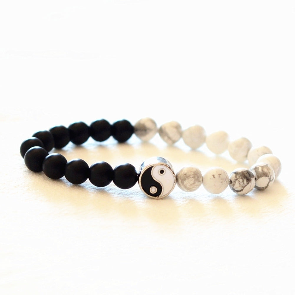 Fashion Classic Round Yin Yang Beads Unisex Bracelet Lovers Couple Jewelry Gift Image 8