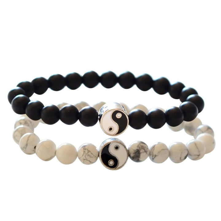 Fashion Classic Round Yin Yang Beads Unisex Bracelet Lovers Couple Jewelry Gift Image 10