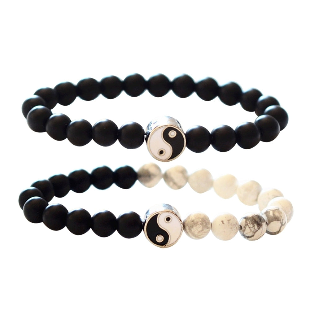 Fashion Classic Round Yin Yang Beads Unisex Bracelet Lovers Couple Jewelry Gift Image 11