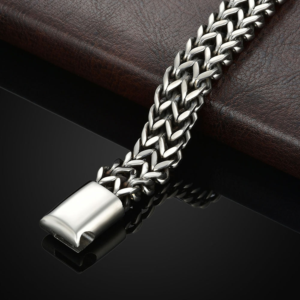 Bracelet Polished Skin-Friendly Titanium Steel Men Braided Chain Bracelet for Brithday Image 2