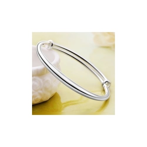 Fashion Simple Women Glossy Open Ended Silver Plated Bracelet Bangle Jewelry Image 3