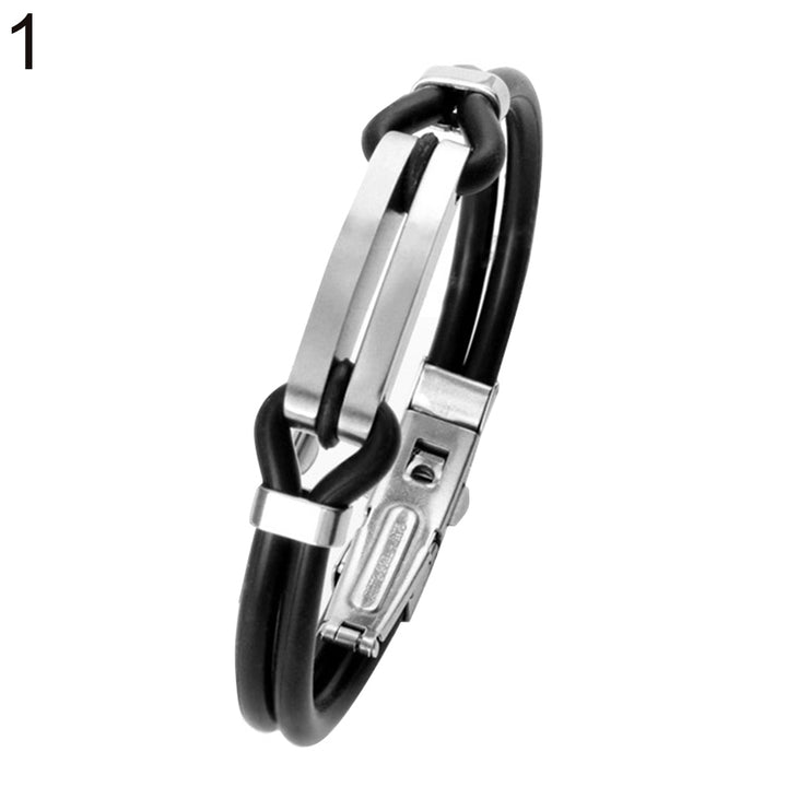 Fashion Women Men Engraving Titanium Steel Silicone Bangle Bracelet Couple Gift Image 12