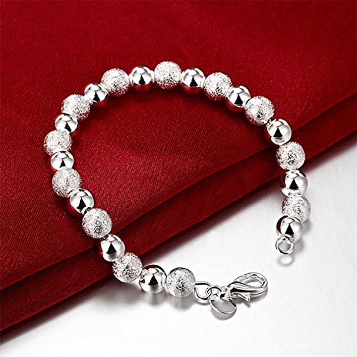 Fashion Women 8mm Glossy Embossed Beaded Bracelet Bangle Jewelry Wrist Decor Image 1