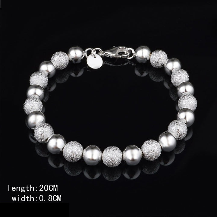 Fashion Women 8mm Glossy Embossed Beaded Bracelet Bangle Jewelry Wrist Decor Image 10