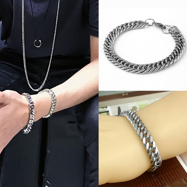 Heavy Punk Rock Titanium Stainless Steel Men Fashion Bracelet Jewelry Bangle Image 2