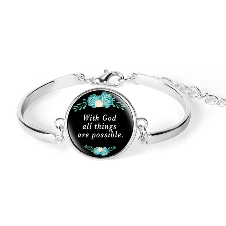 Unisex Bible Verse Quote Psalm Glass Cabochon Charm Bracelet Christian Jewelry Image 3