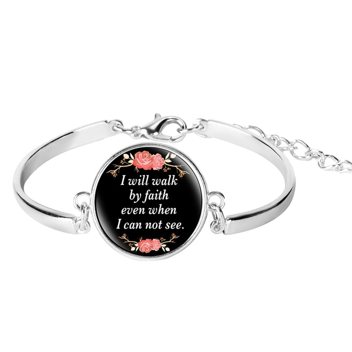 Unisex Bible Verse Quote Psalm Glass Cabochon Charm Bracelet Christian Jewelry Image 8